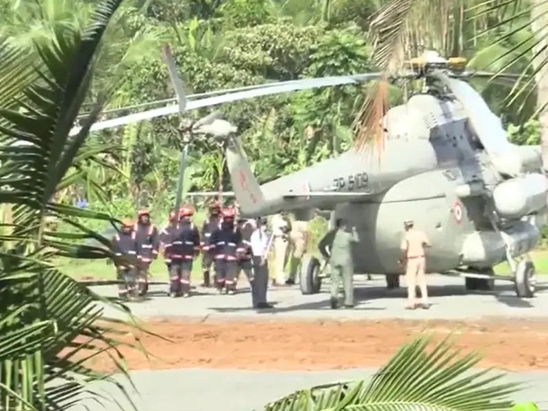 പുതുതായി കോൺക്രീറ്റ് ചെയ്ത ഹെലിപാഡ് താഴ്ന്നുപോയി: രാഷ്ട്രപതിയുടെ ഹെലികോപ്റ്റർ കുടുങ്ങി
