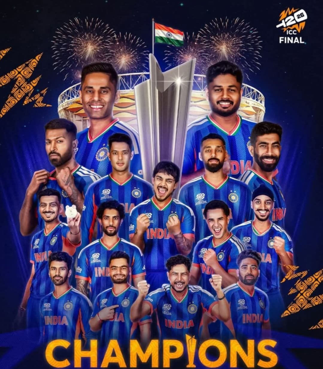ഐസിസി ടി20 ലോകകപ്പിൽ ഇന്ത്യ ചരിത്ര വിജയം നേടി. ഫൈനലിൽ ശക്തരായ ന്യൂസിലാൻഡിനെ തോൽപ്പിച്ചാണ് ഇന്ത്യ കിരീടം സ്വന്തമാക്കിയത്.